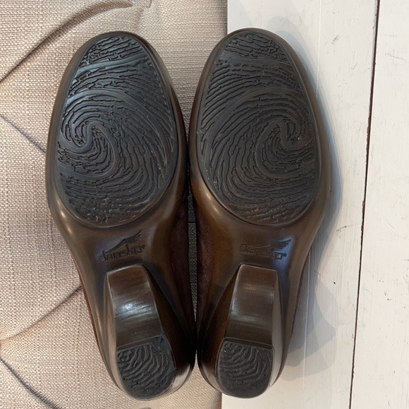 DANSKO Brown Leather Suede Slip on Heels/Clogs - Picture 6 of 10
